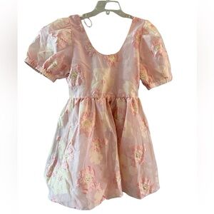 Sister Jane Pink Floral Puff-Sleeve Mini Dress
